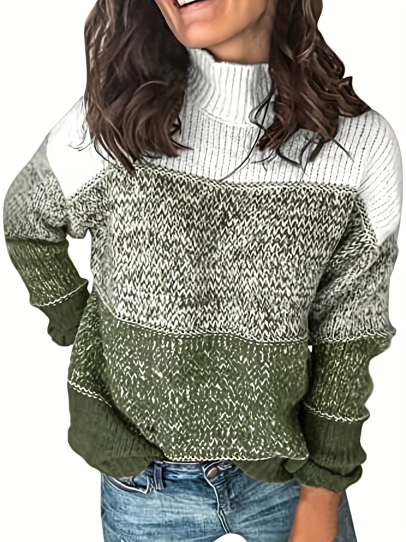 Oversized Striped Lapel Collar Sweater