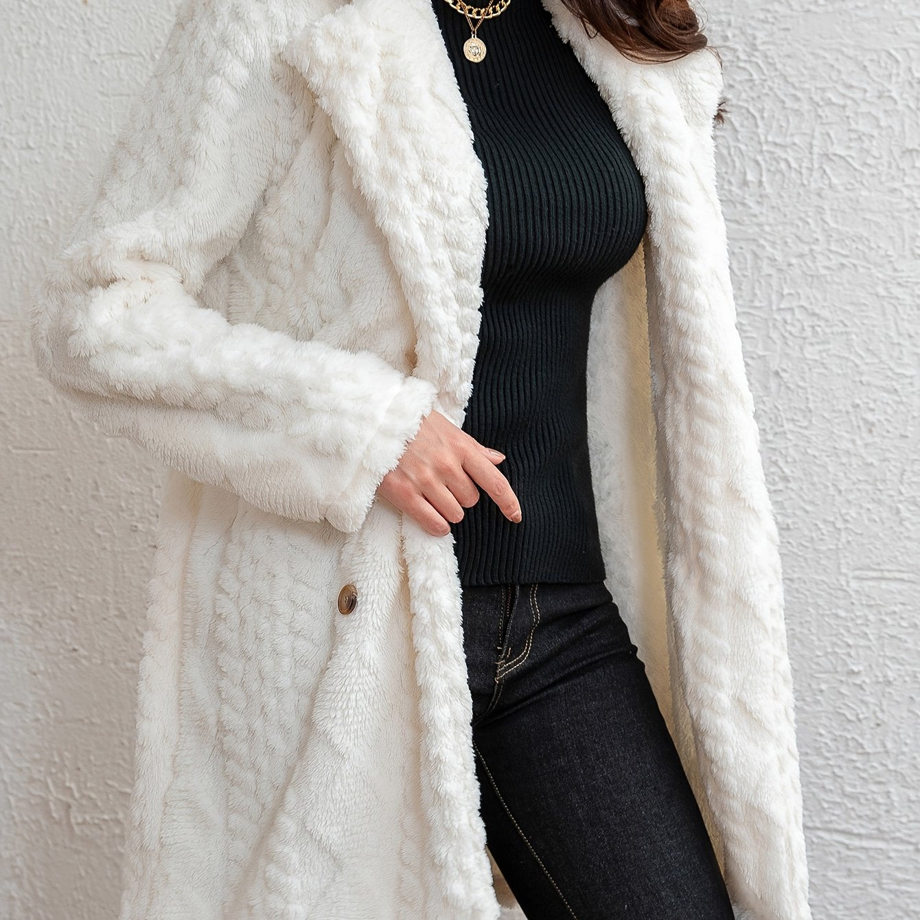 Fluffy Trend Wool-Style Coat