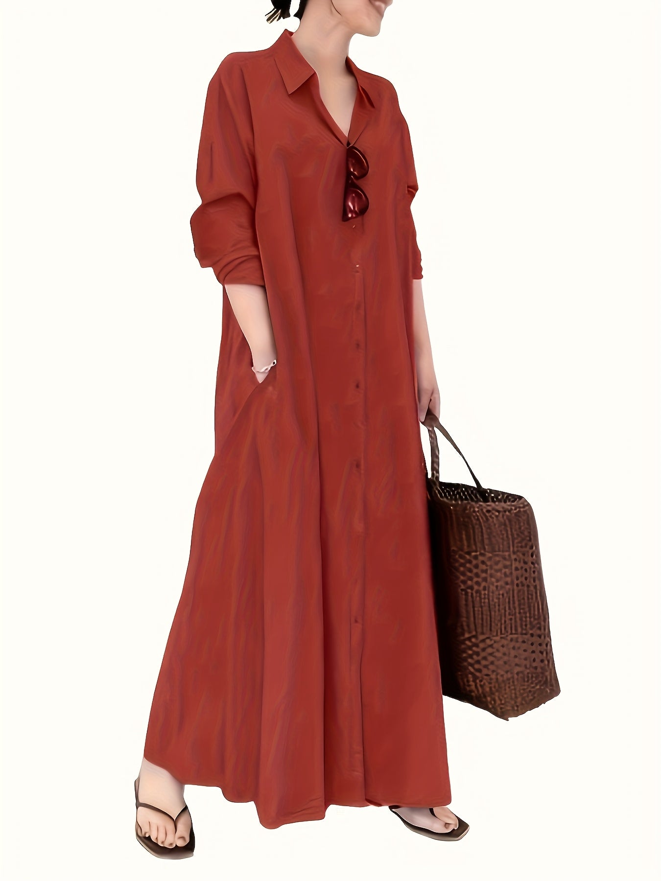 Elegant Solid Minimalist Shirt Dress