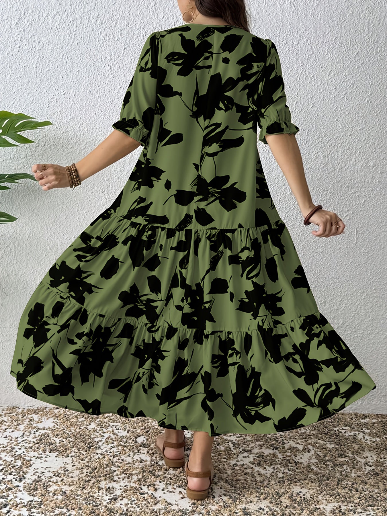 Printed Tiered Midi Dress
