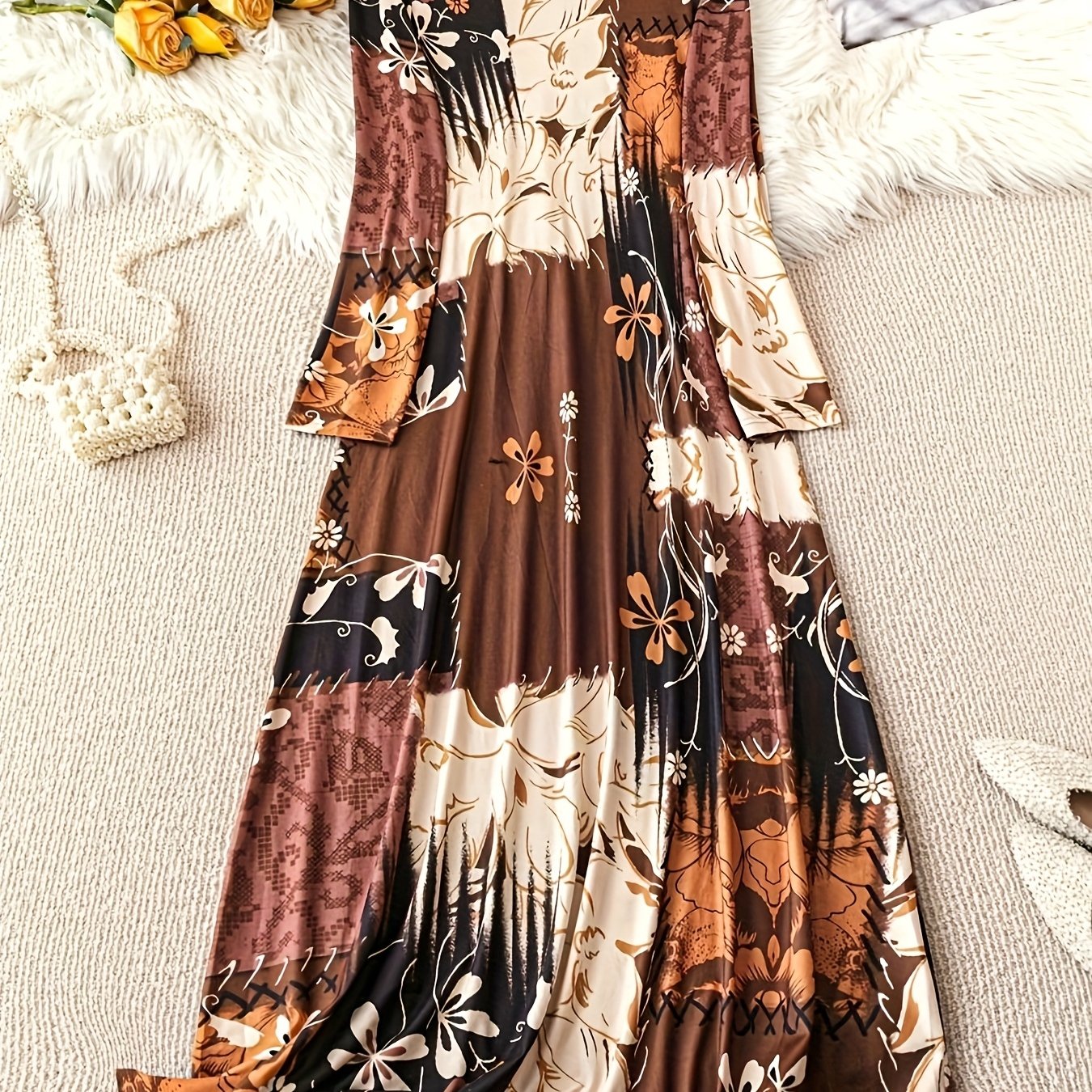 Printed Long Sleeve Maxi Dress