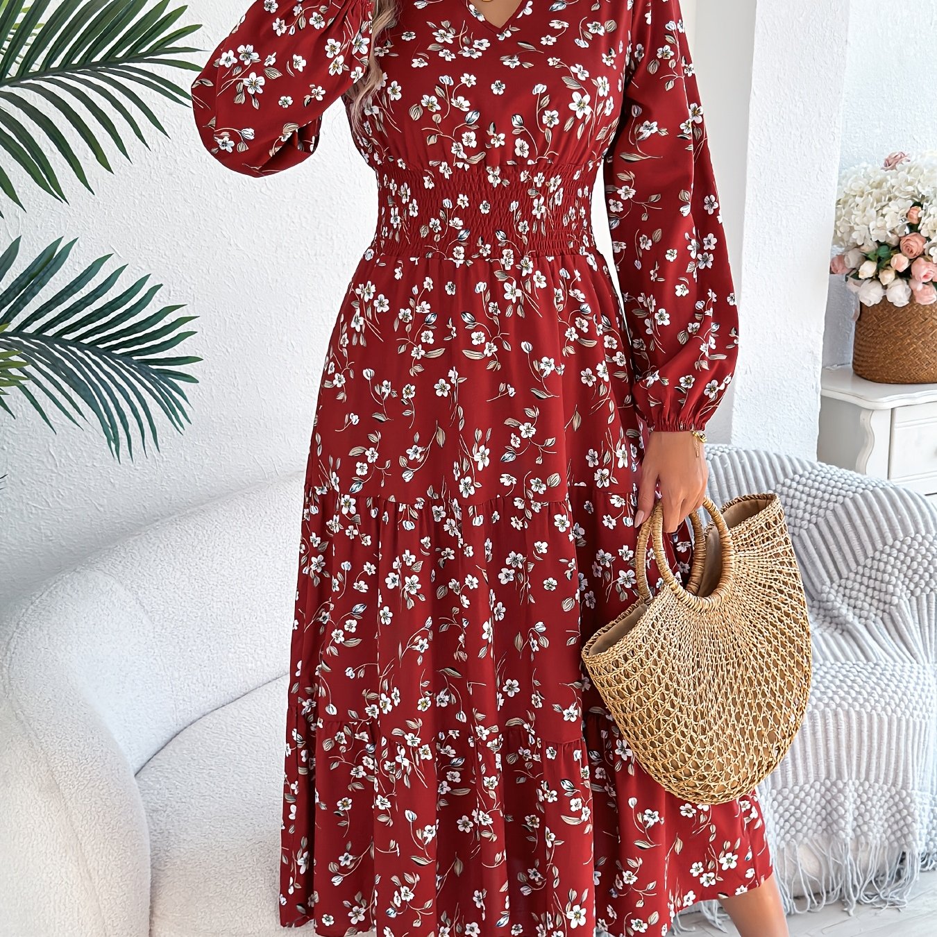 Spring Charm V-Neck A-Line Maxi Dress