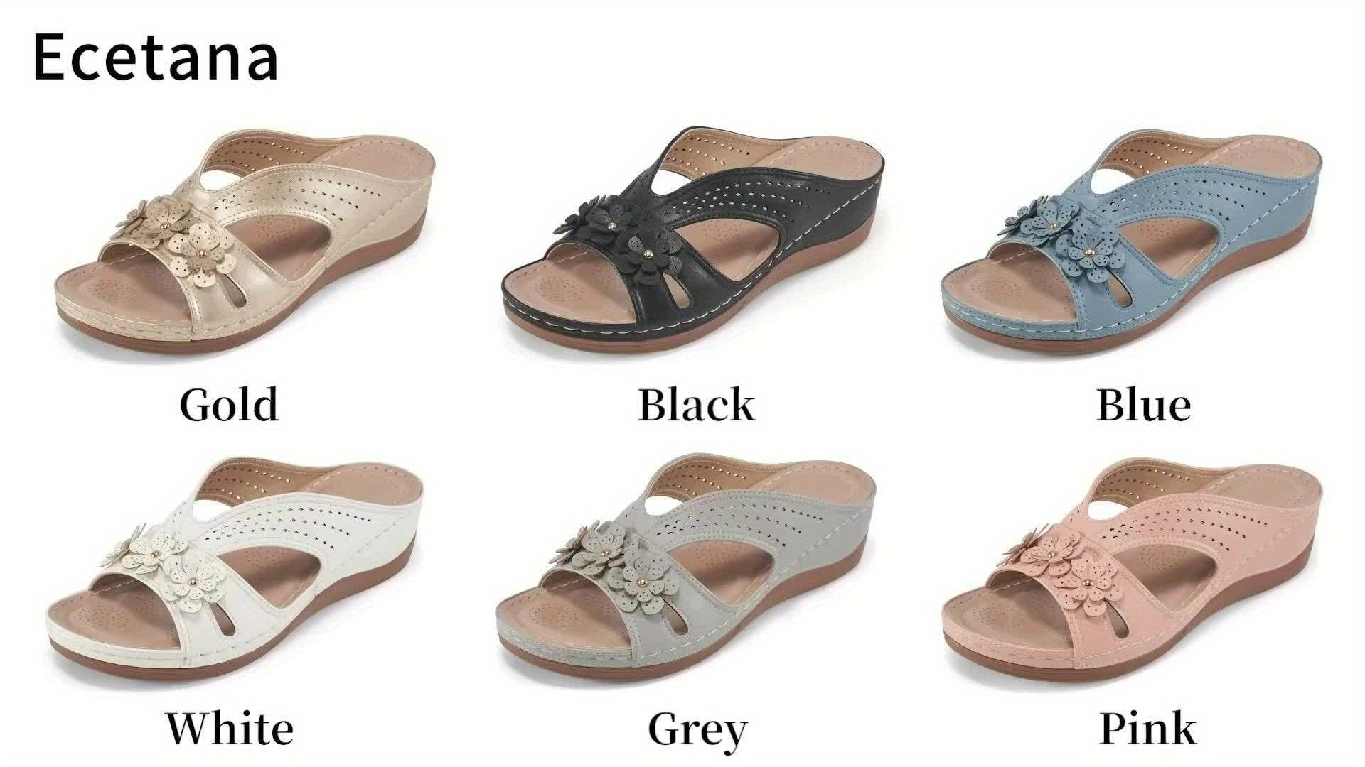 Floral Comfort Wedge Slide Sandals