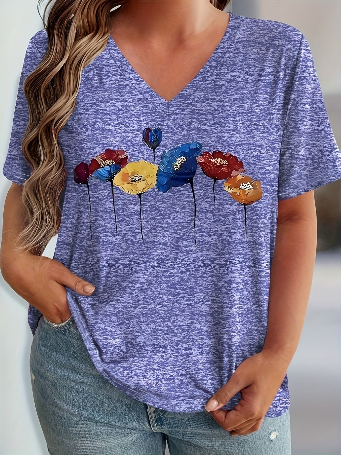 Floral V-Neck T-Shirt