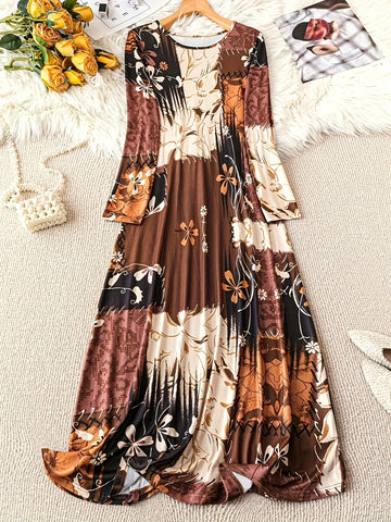 Printed Long Sleeve Maxi Dress