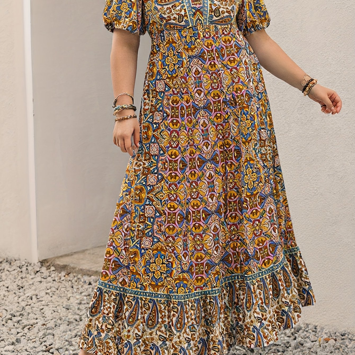 Bohemian Geometric Maxi Dress