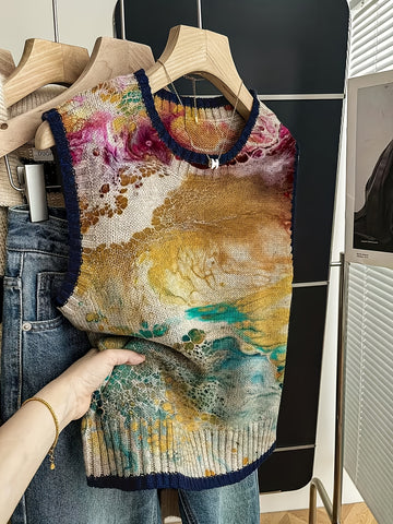 Ombre Detail Crew Neck Vest