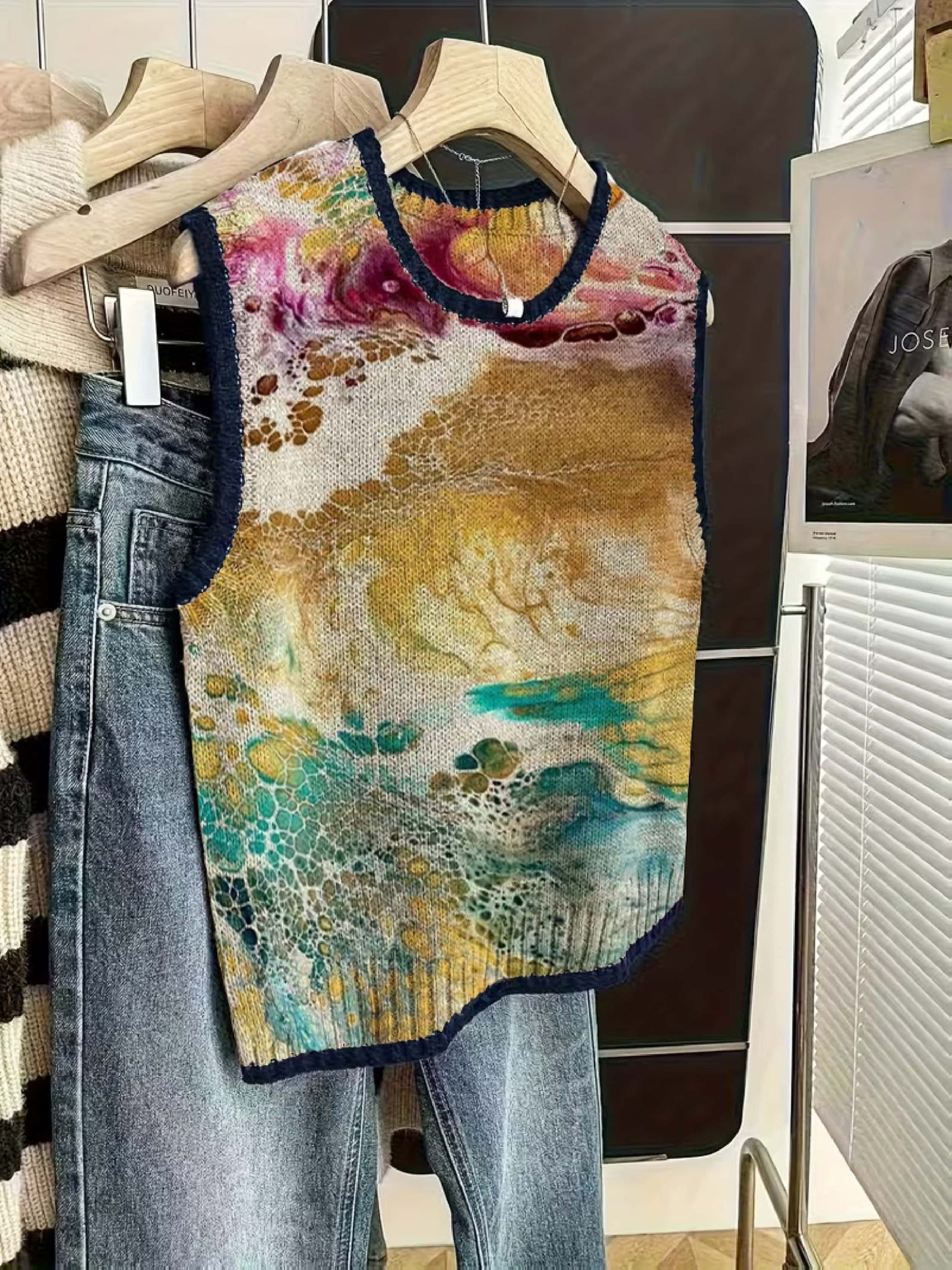 Ombre Detail Crew Neck Vest