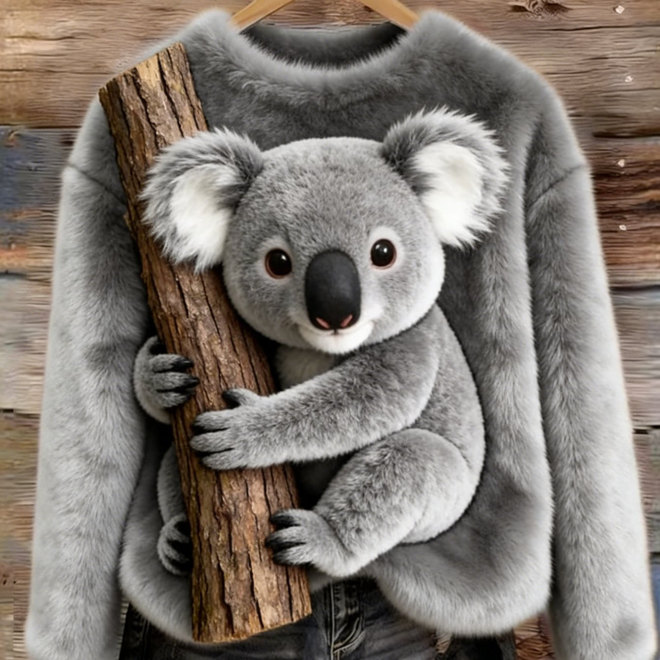 Koala Print Long Sleeve Crew Sweatshirt