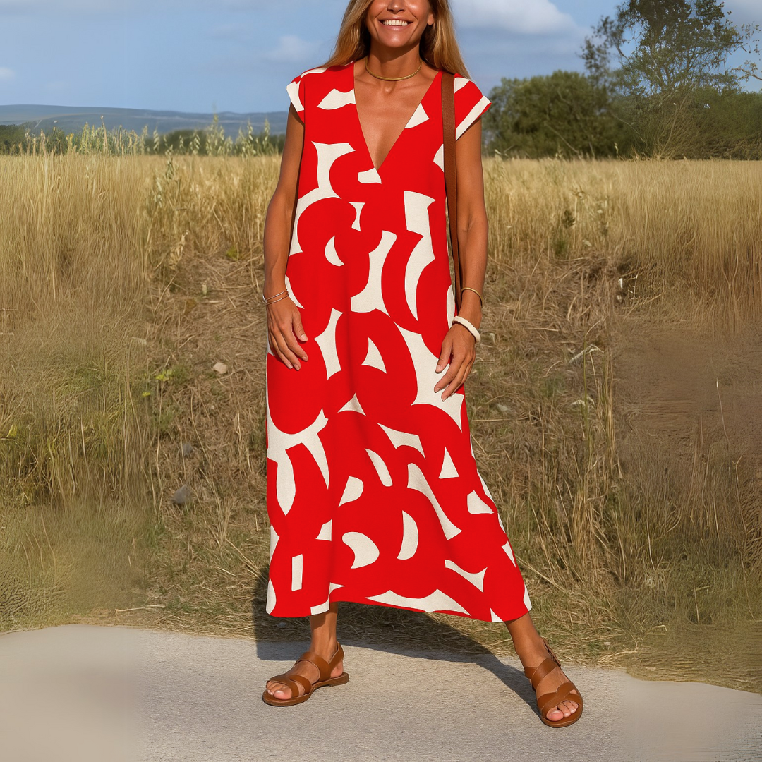 Veronica | Flowy Print V-Neck Dress
