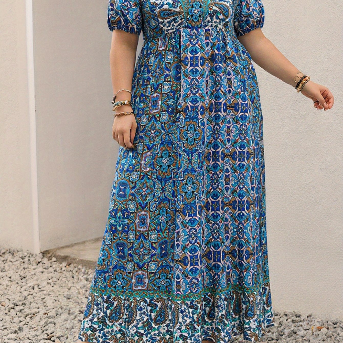 Bohemian Geometric Maxi Dress