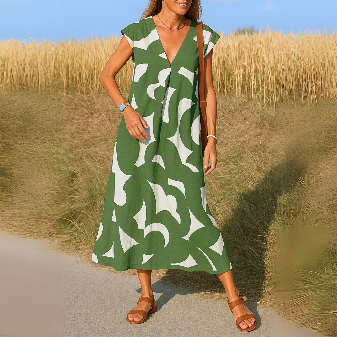 Veronica | Flowy Print V-Neck Dress