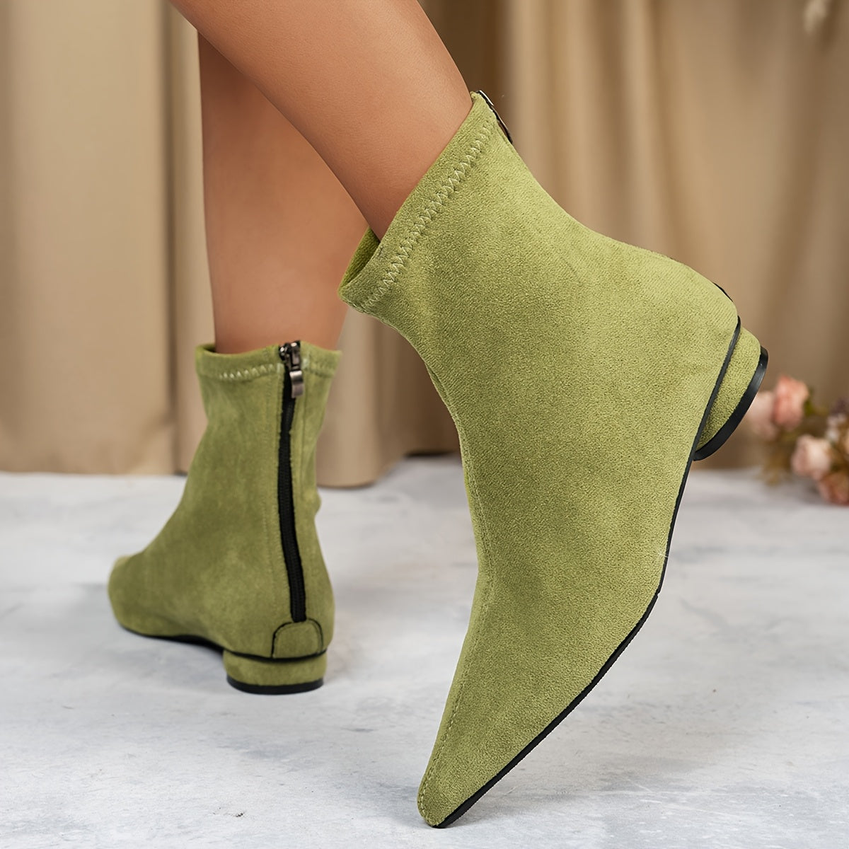 Minimalist Stretch Ankle Boots – Low Heel & Sleek Fit