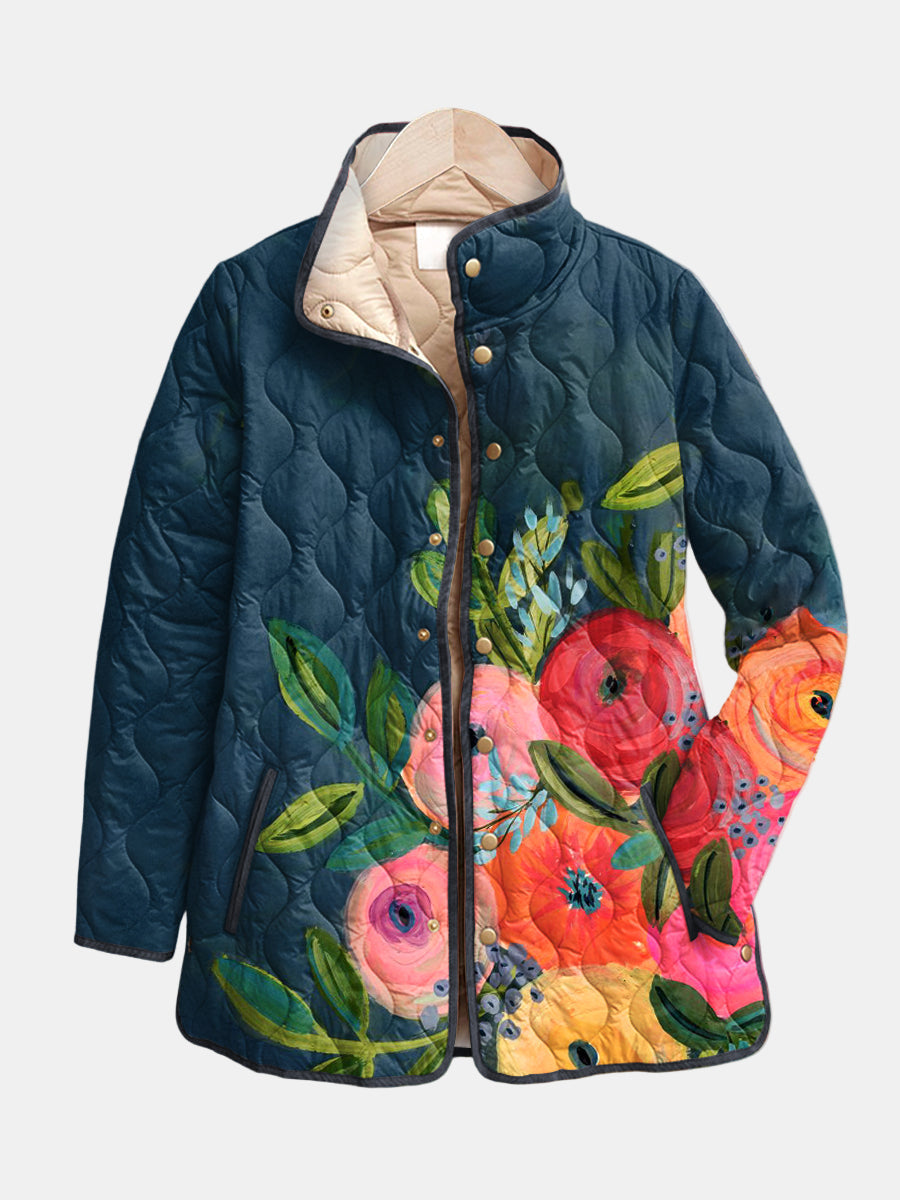 Vintage Charming Floral Quilted Jacket