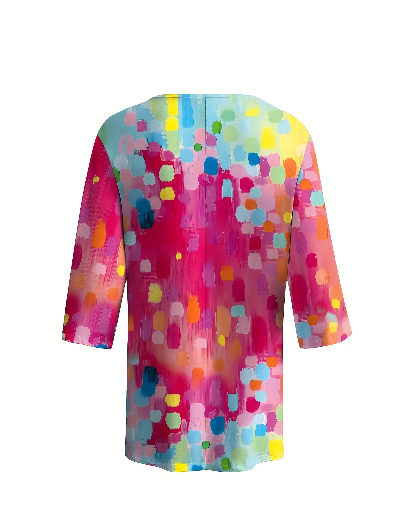 Polka Dot V-Neck Mid-Sleeve Top
