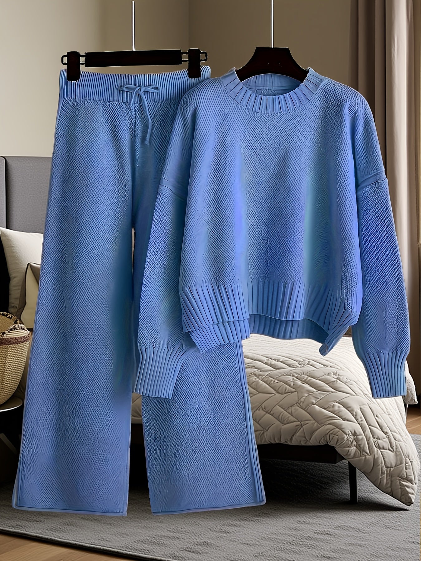Knit Sweater & Wide-Leg Pants Set