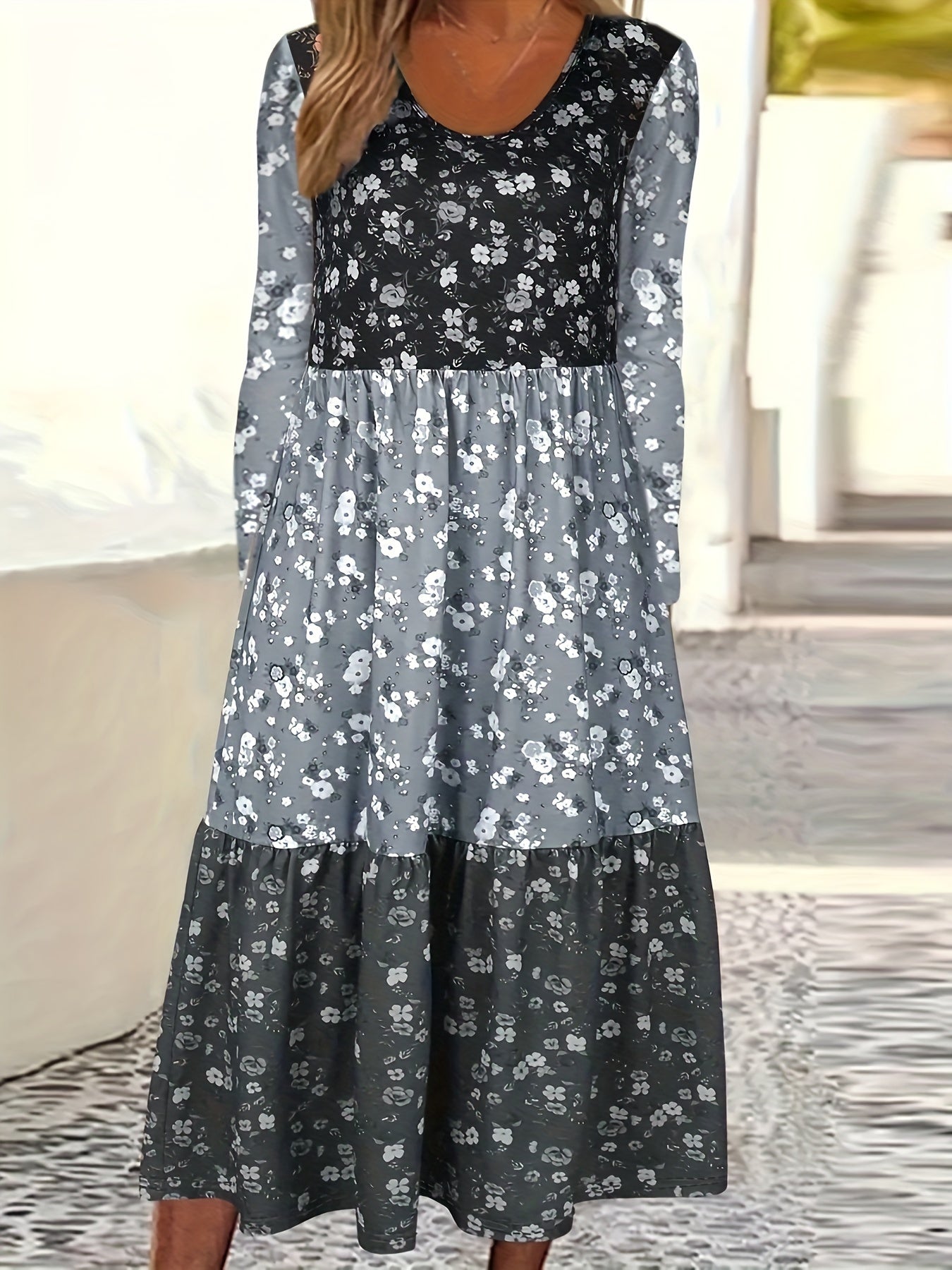Elara Boho Patchwork Maxi Dress