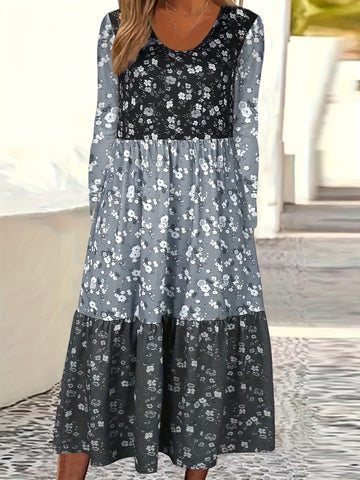 Elara Boho Patchwork Maxi Dress
