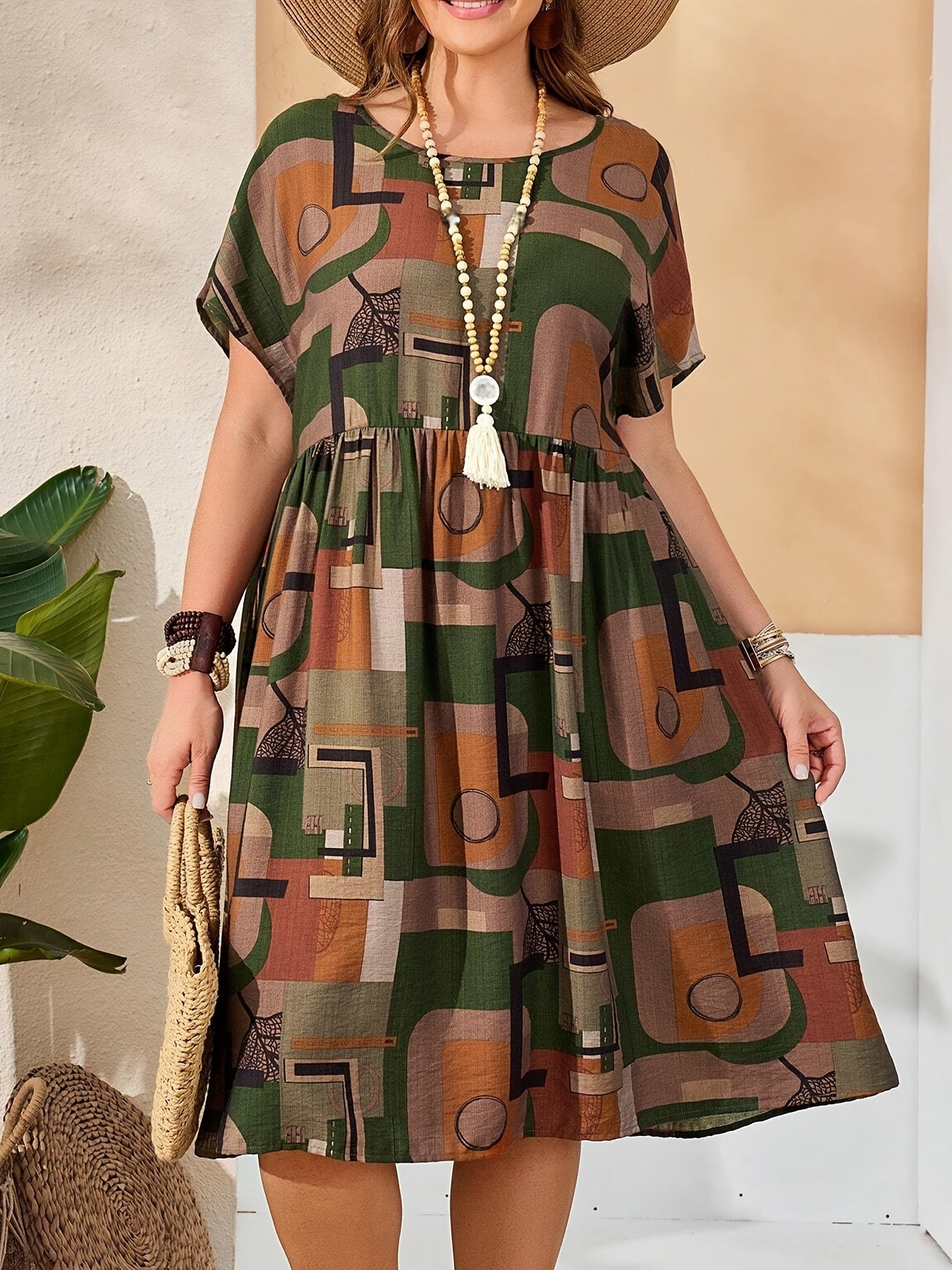 Elegant Crew Neck Maxi Dress