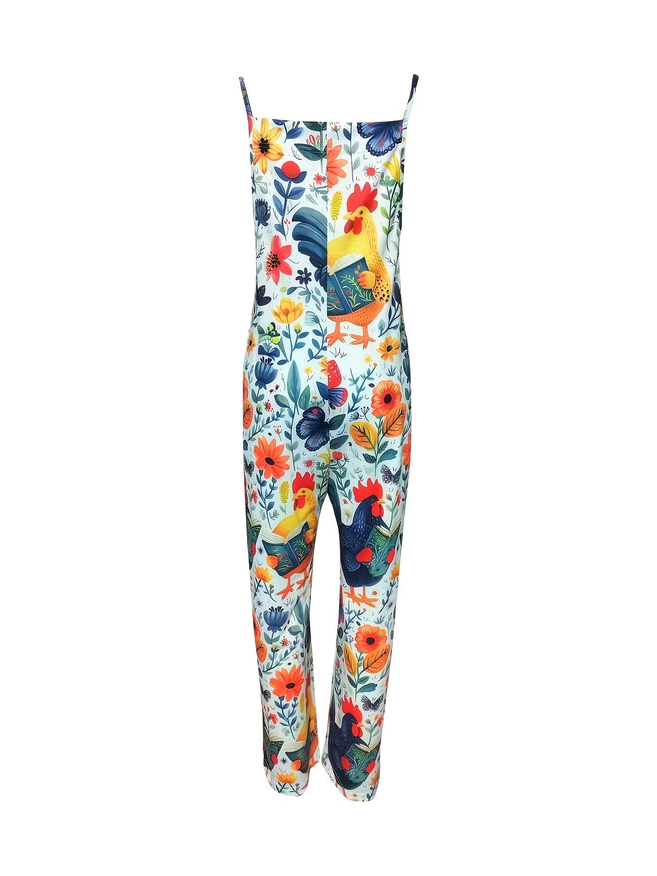 Farm Style Rooster Wide Leg Jumpsuit