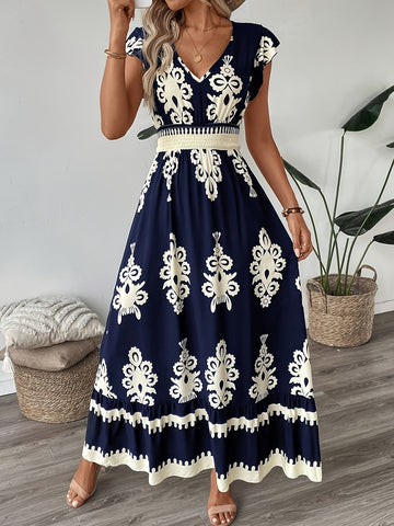 Designer Ruffle Hem Structured Dress