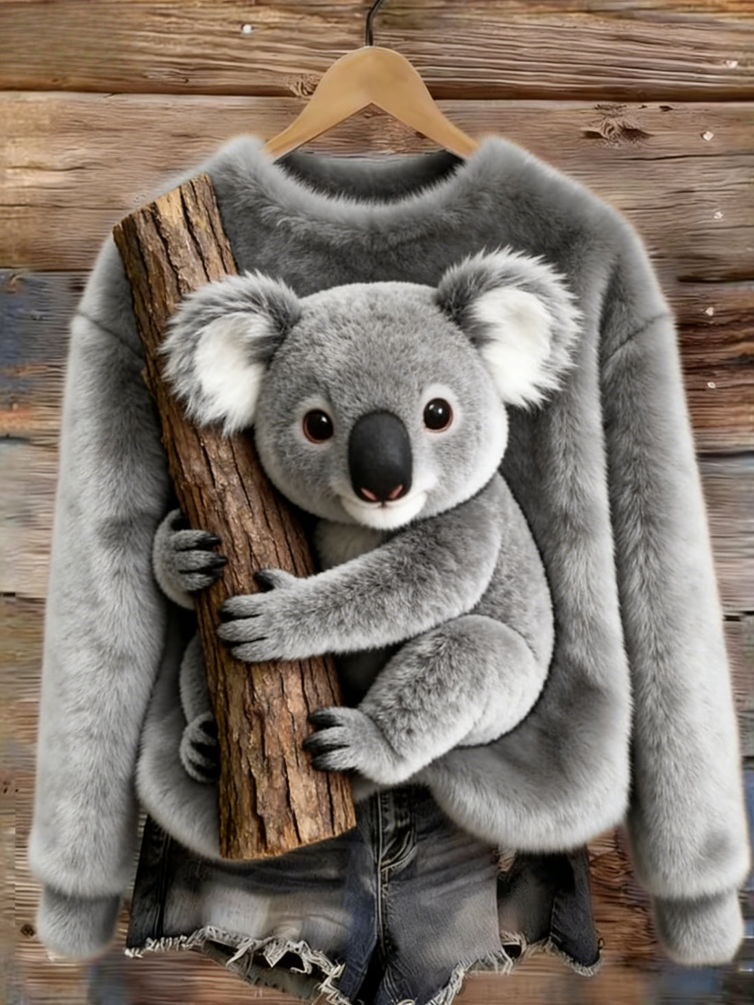 Koala Print Long Sleeve Crew Sweatshirt
