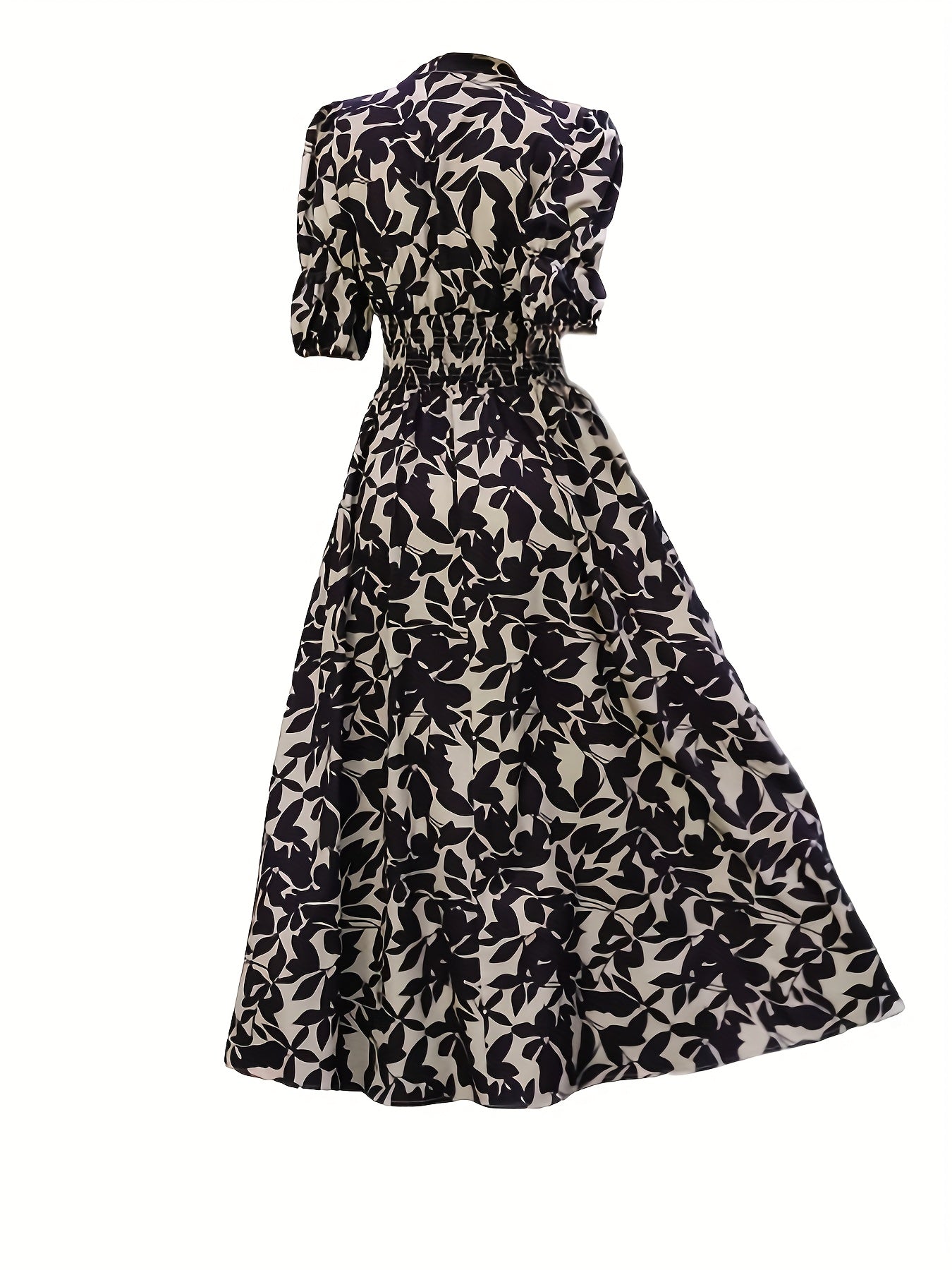 Emulin Puff Sleeve All-Over Print Dress