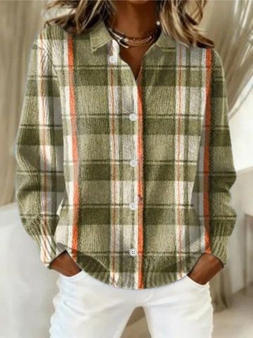 Moss Green Checked Blouse