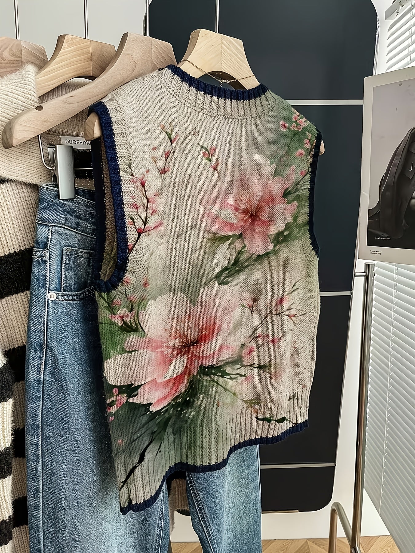 Botanical Floral Knit Vest
