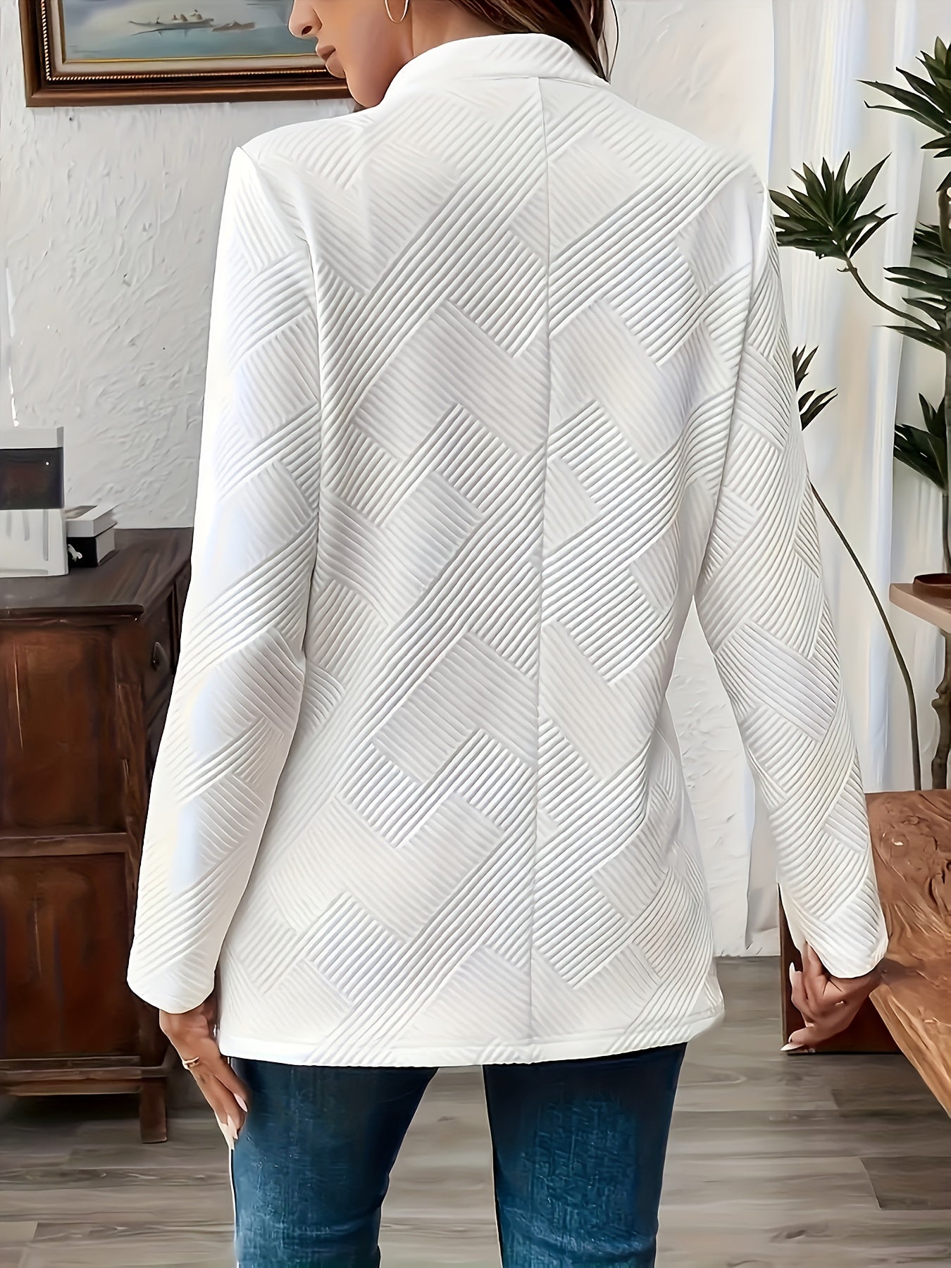 Textured Mid-Length Button Coat