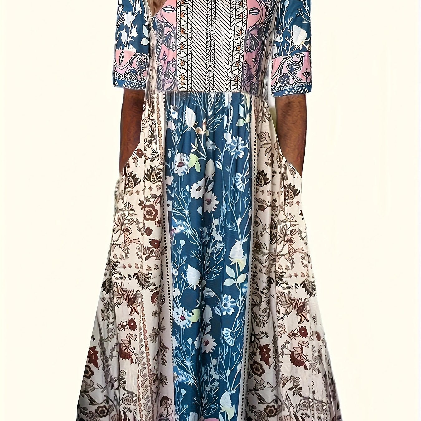 Aria Bohemian Patchwork Maxi Dress