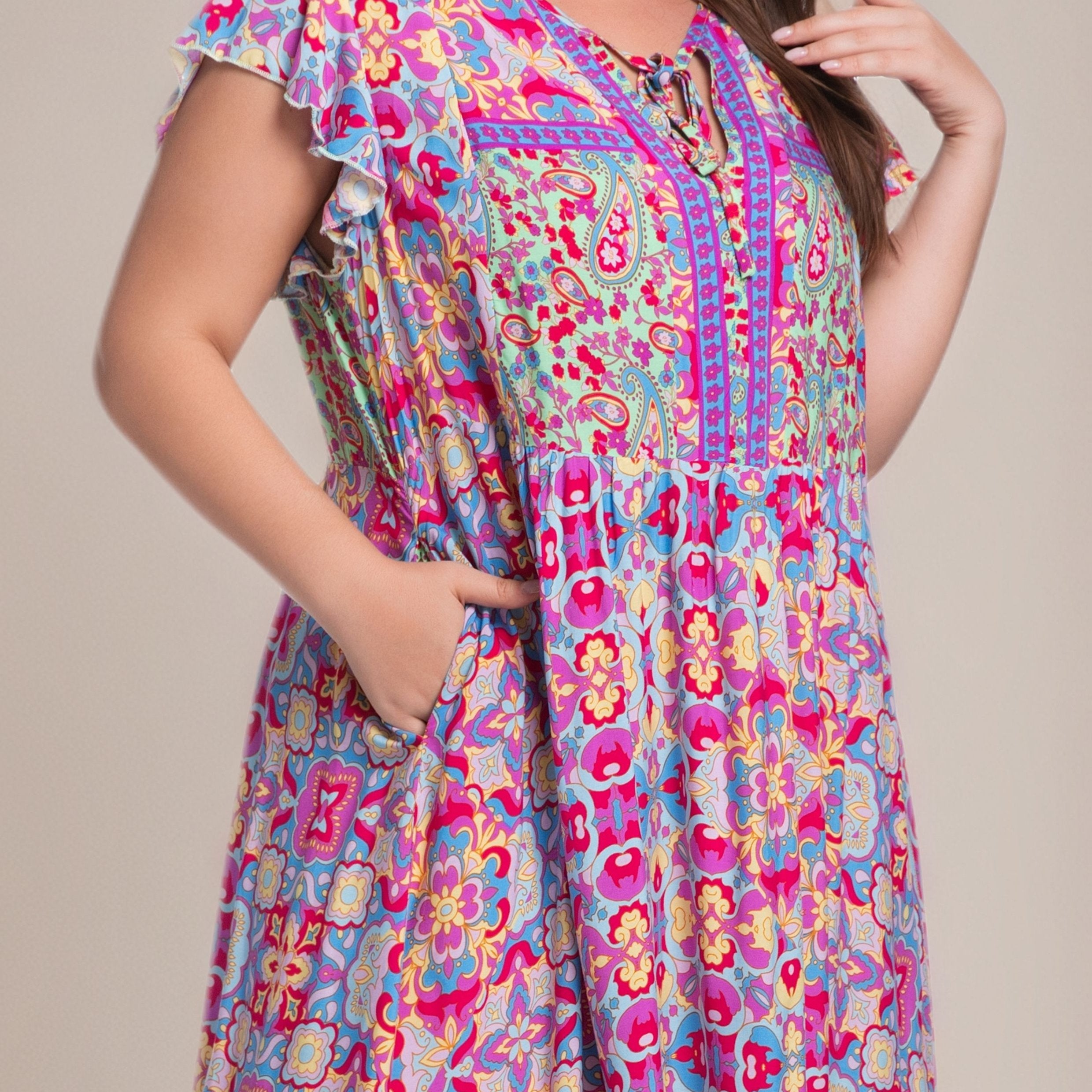 Bohemian Lace-Up Maxi Dress