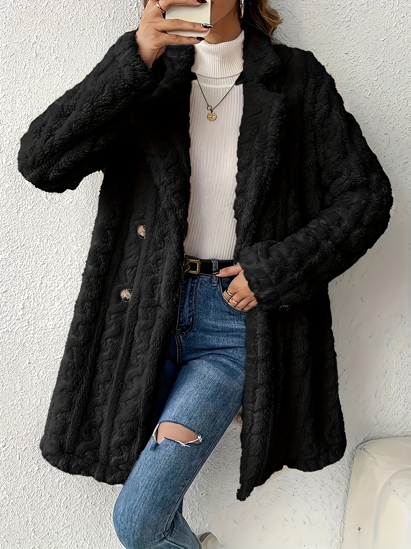 Fluffy Trend Wool-Style Coat