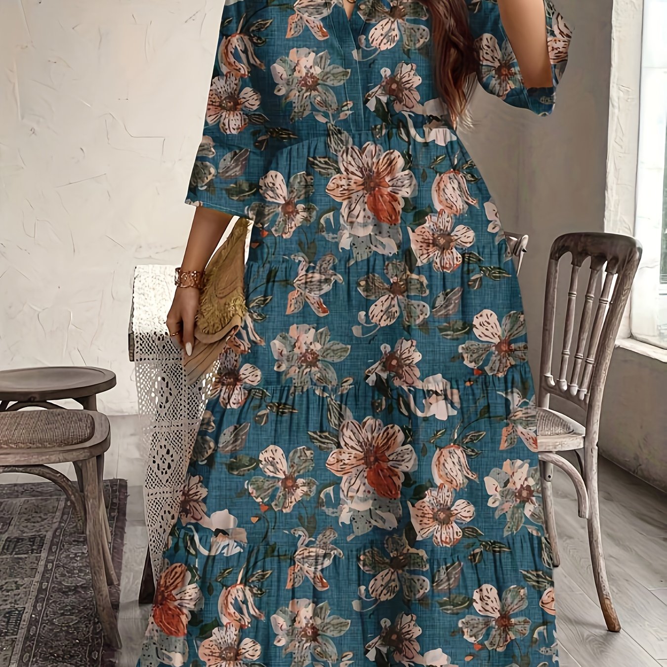 Floral Shirt Maxi Dress
