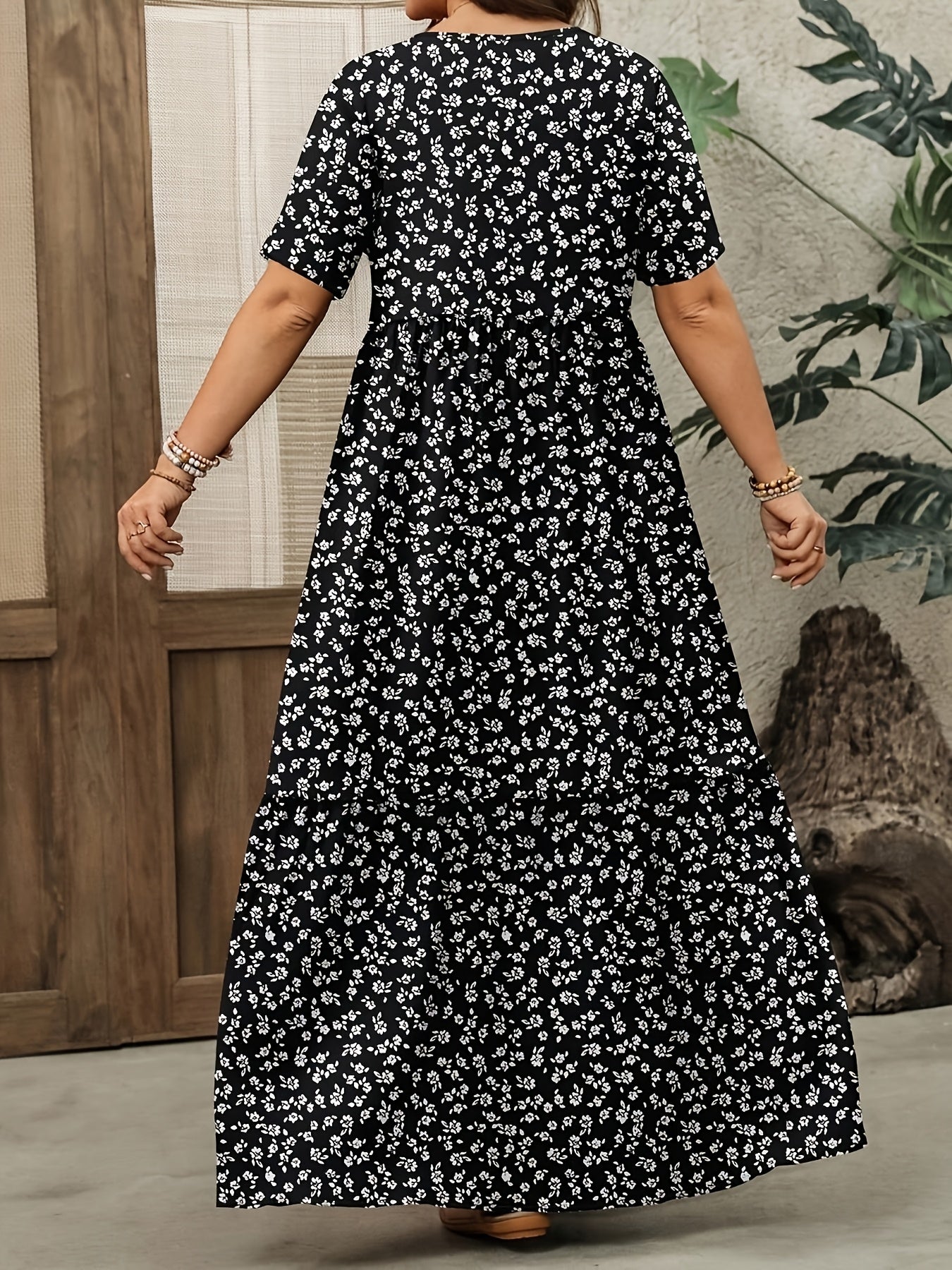 Floral V-Neck Tunic Maxi Dress