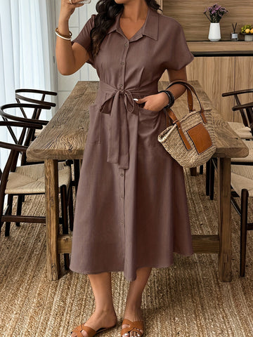 Mila Effortless Belted Midi Dress