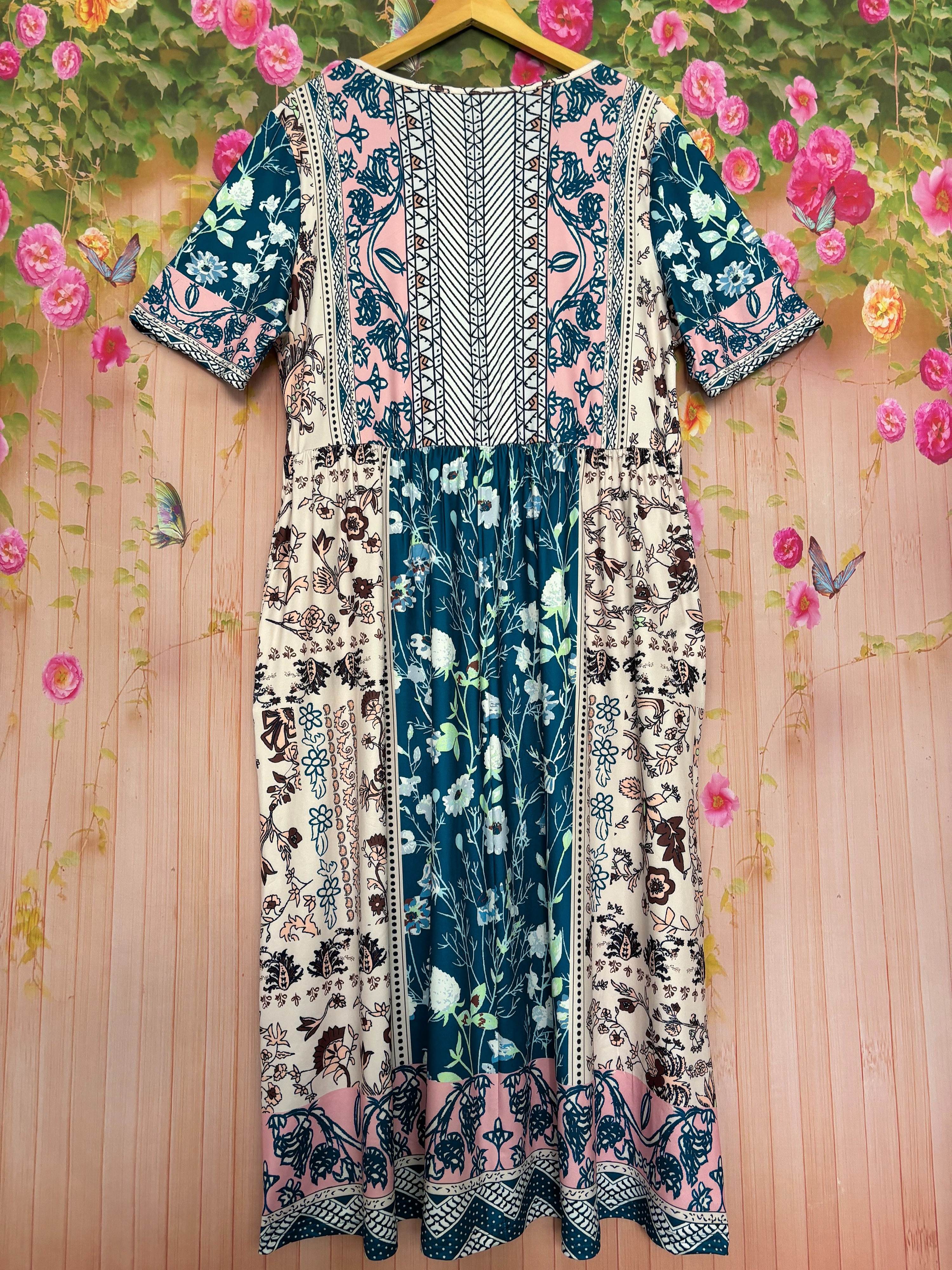 Aria Bohemian Patchwork Maxi Dress