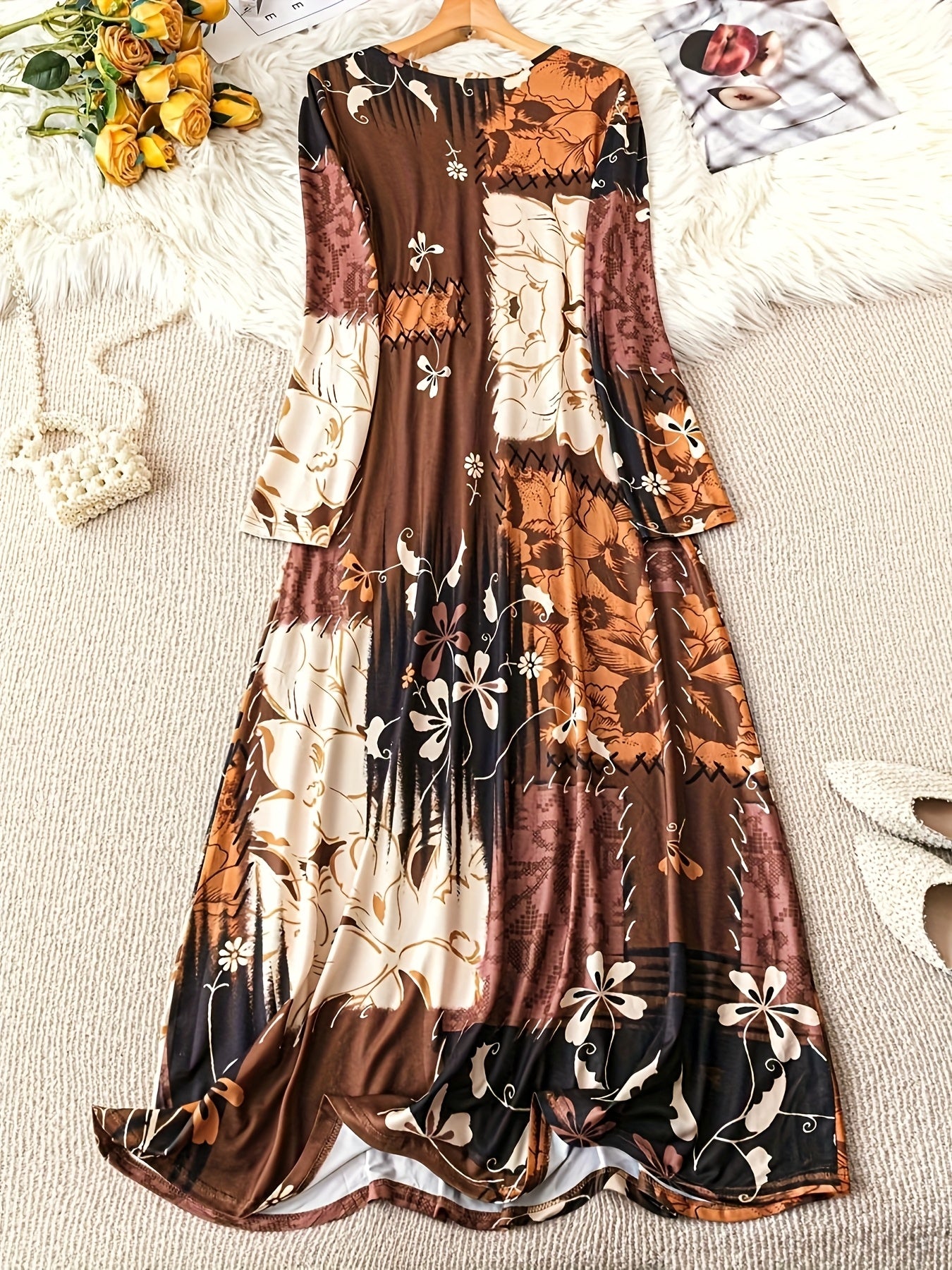 Printed Long Sleeve Maxi Dress