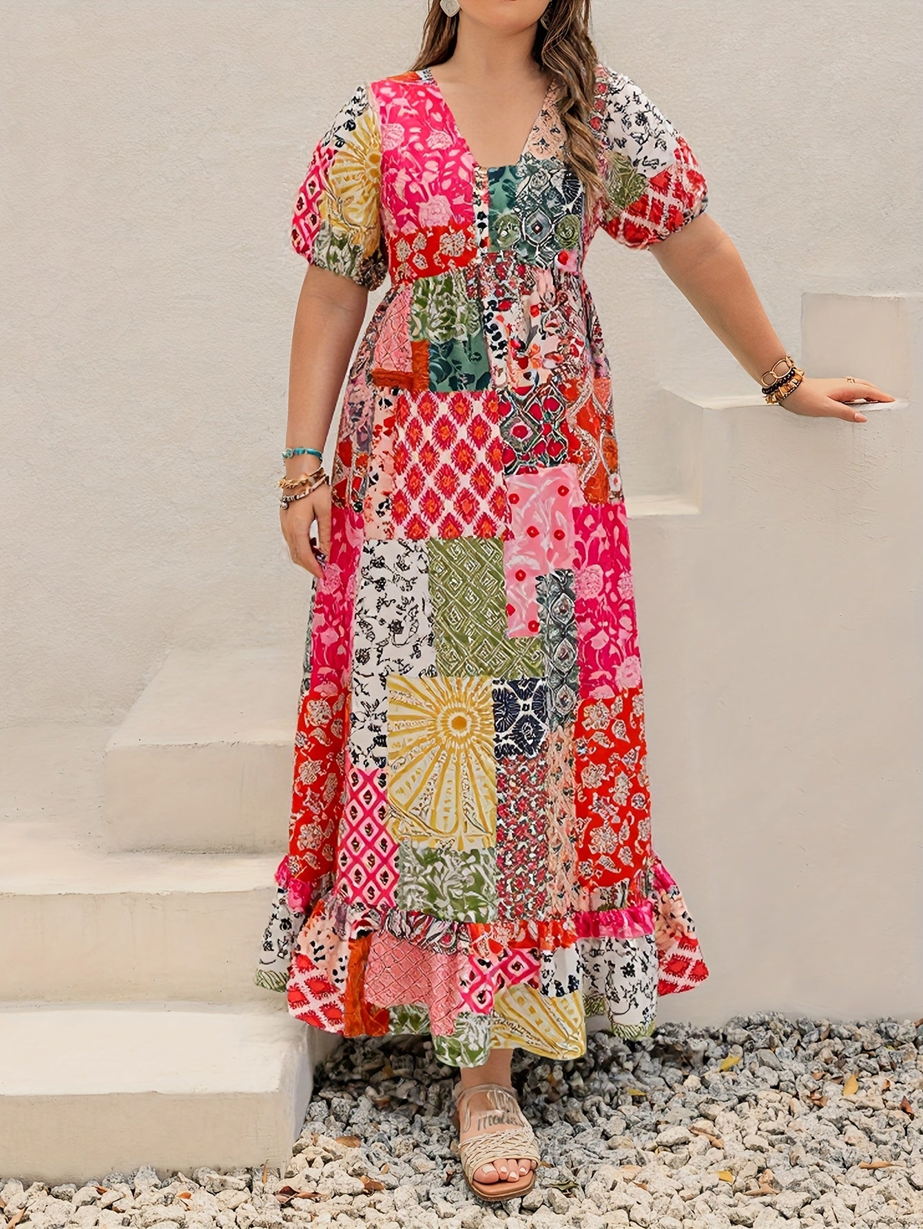 Boho Patchwork Maxi Dress