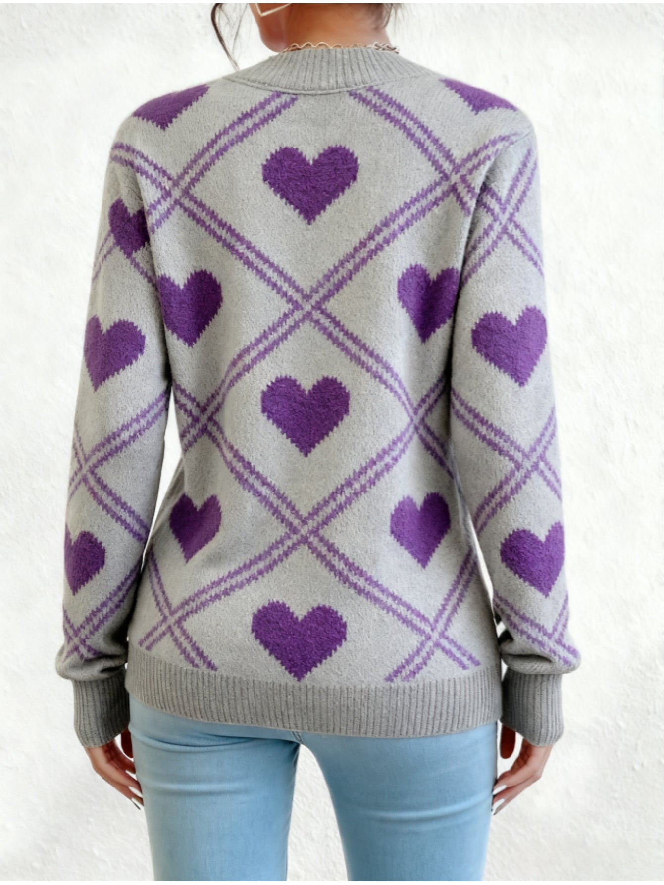 Diamond Heart Color Block Sweater