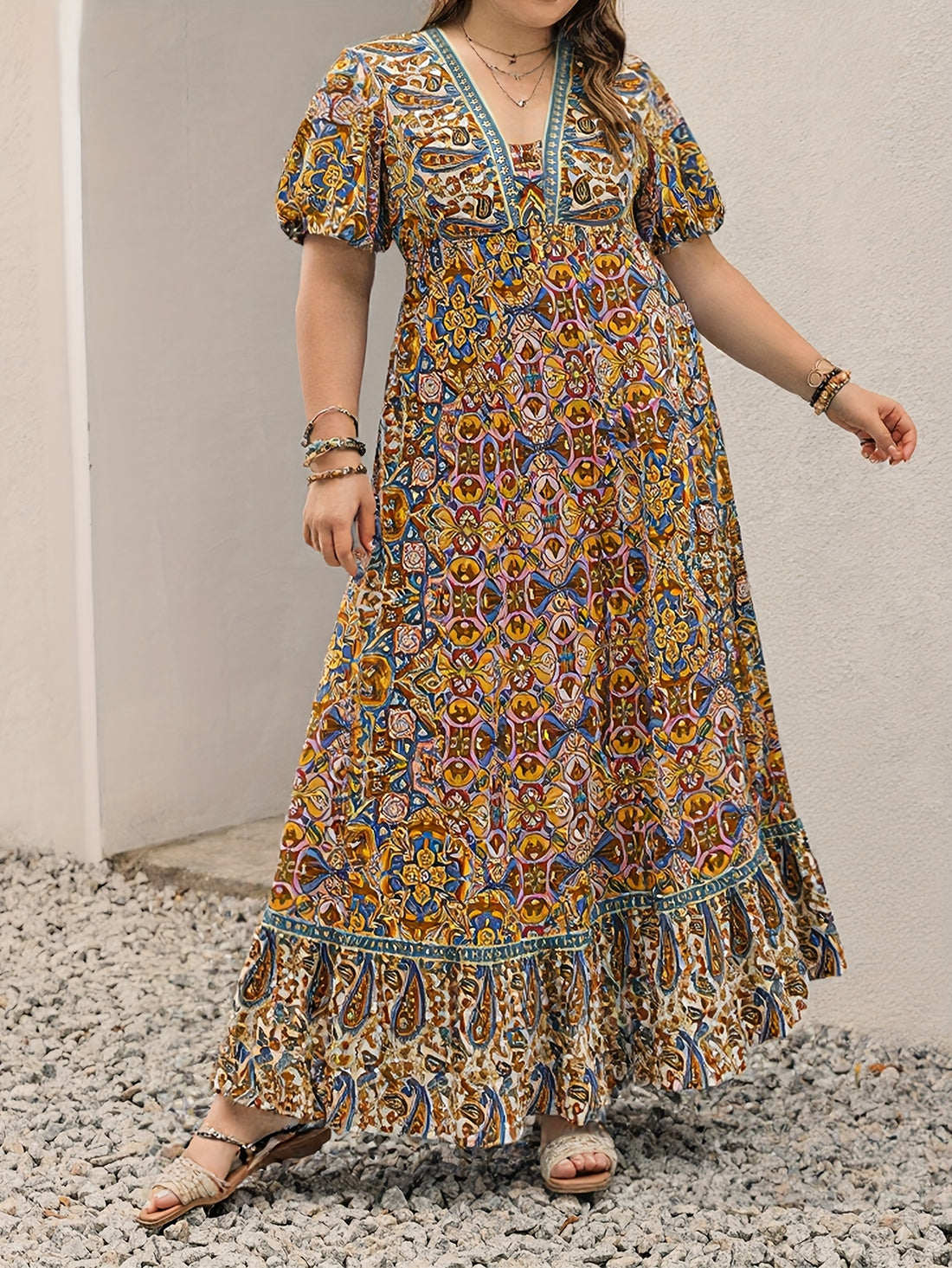 Bohemian Geometric Maxi Dress