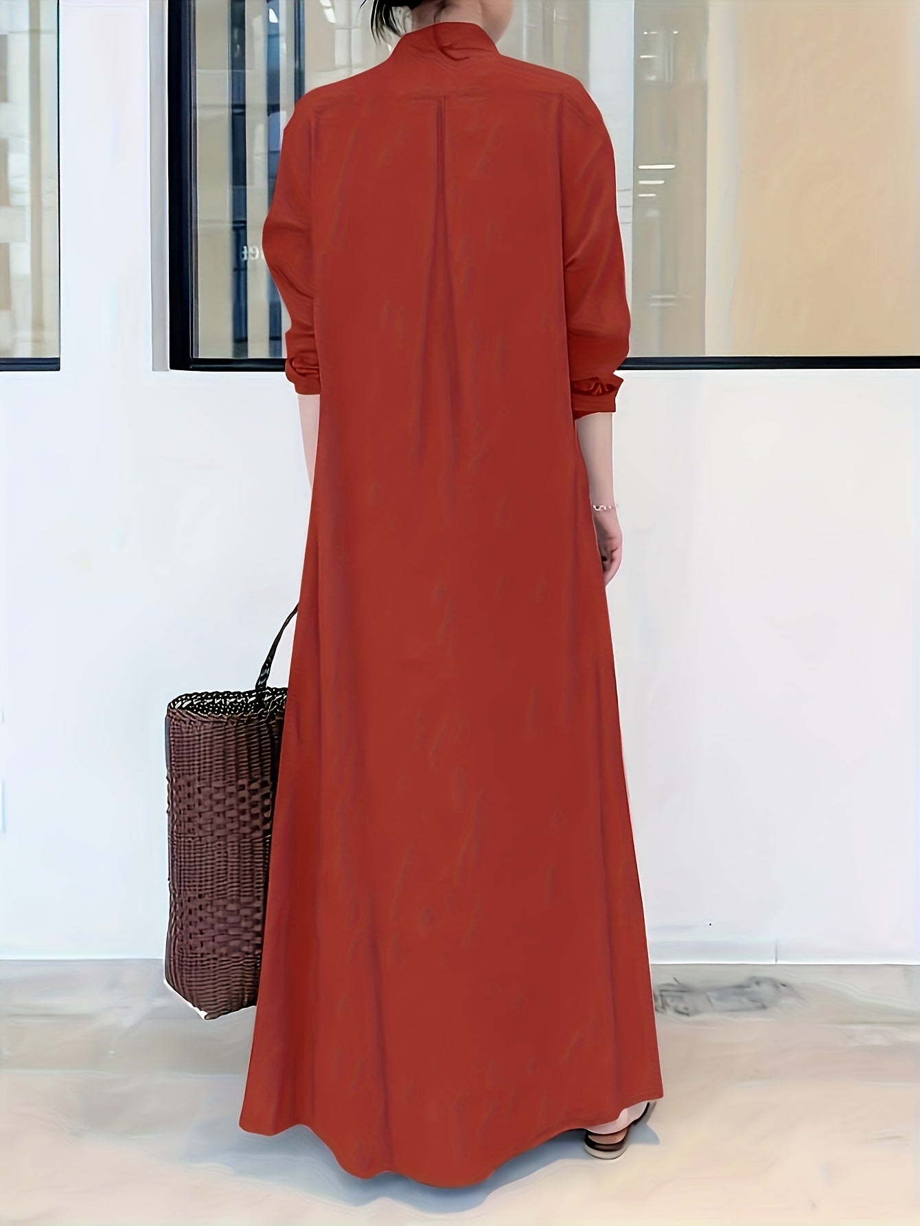 Elegant Solid Minimalist Shirt Dress