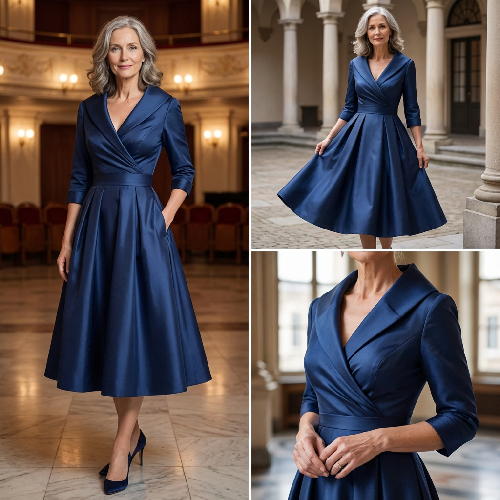 Rosalie | Elegant midi dress with subtle sheen