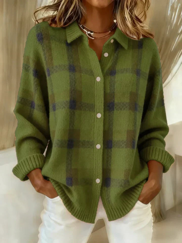 Retro Contrast Plaid Sweater