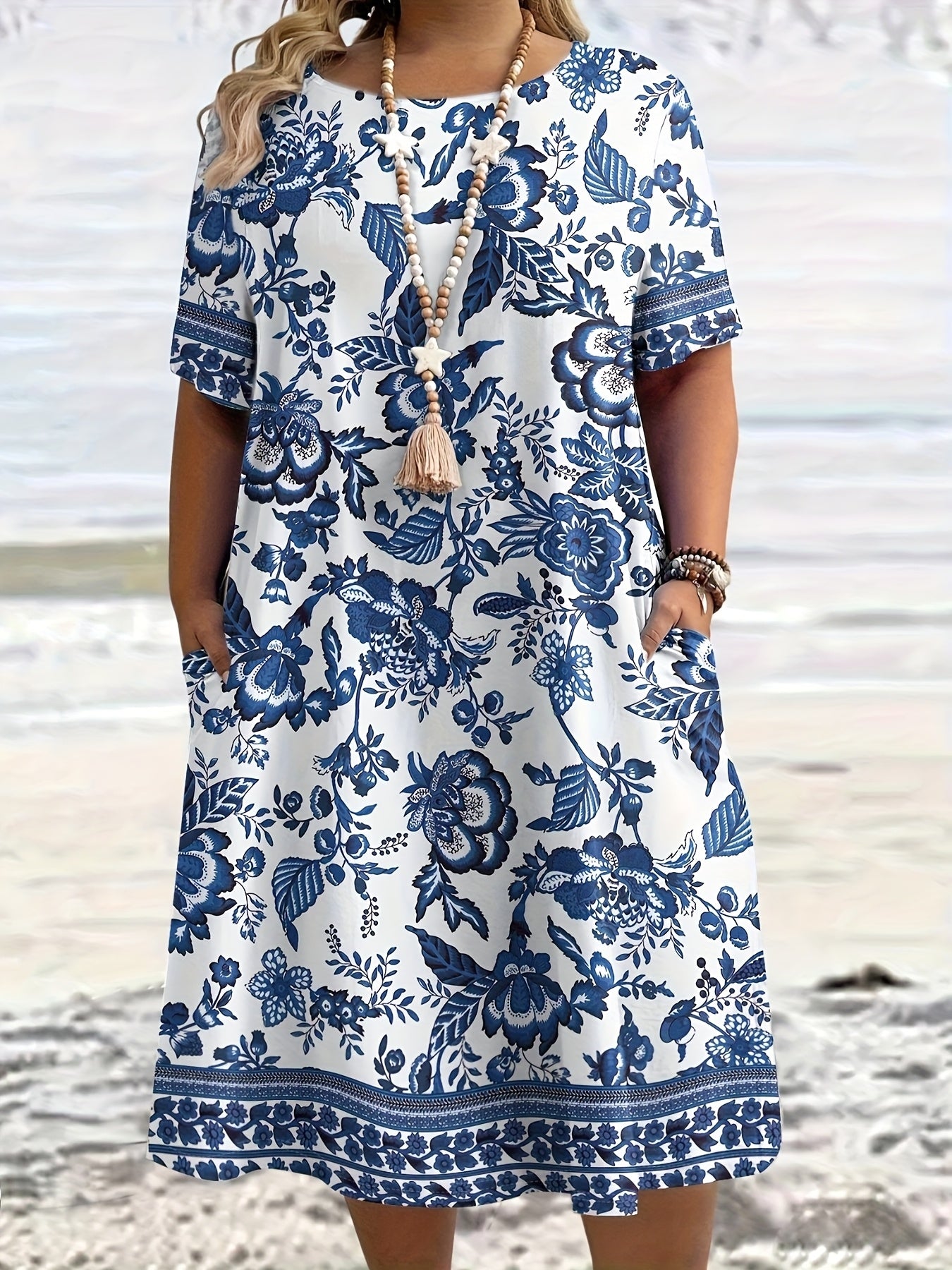 Floral Print Maxi Dress with Pockets
