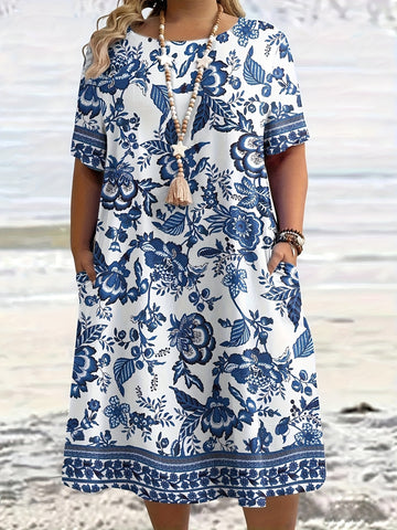 Floral Print Maxi Dress with Pockets