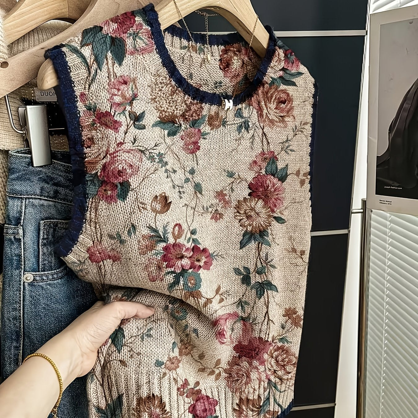 Modern Floral Knit Vest