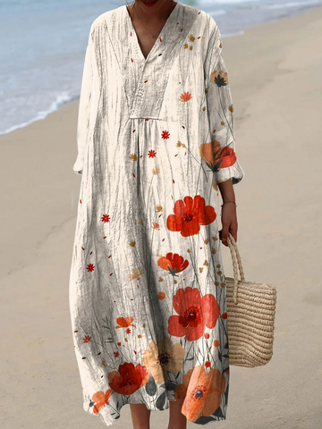 Women's Lovely Floral Pattern Art Print Dress