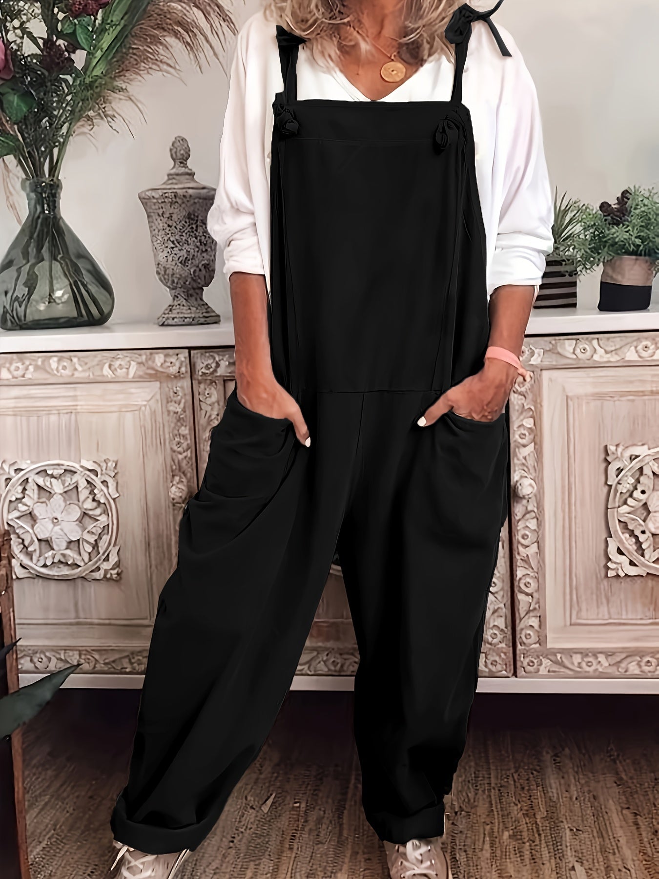 Khaki Structured Overalls