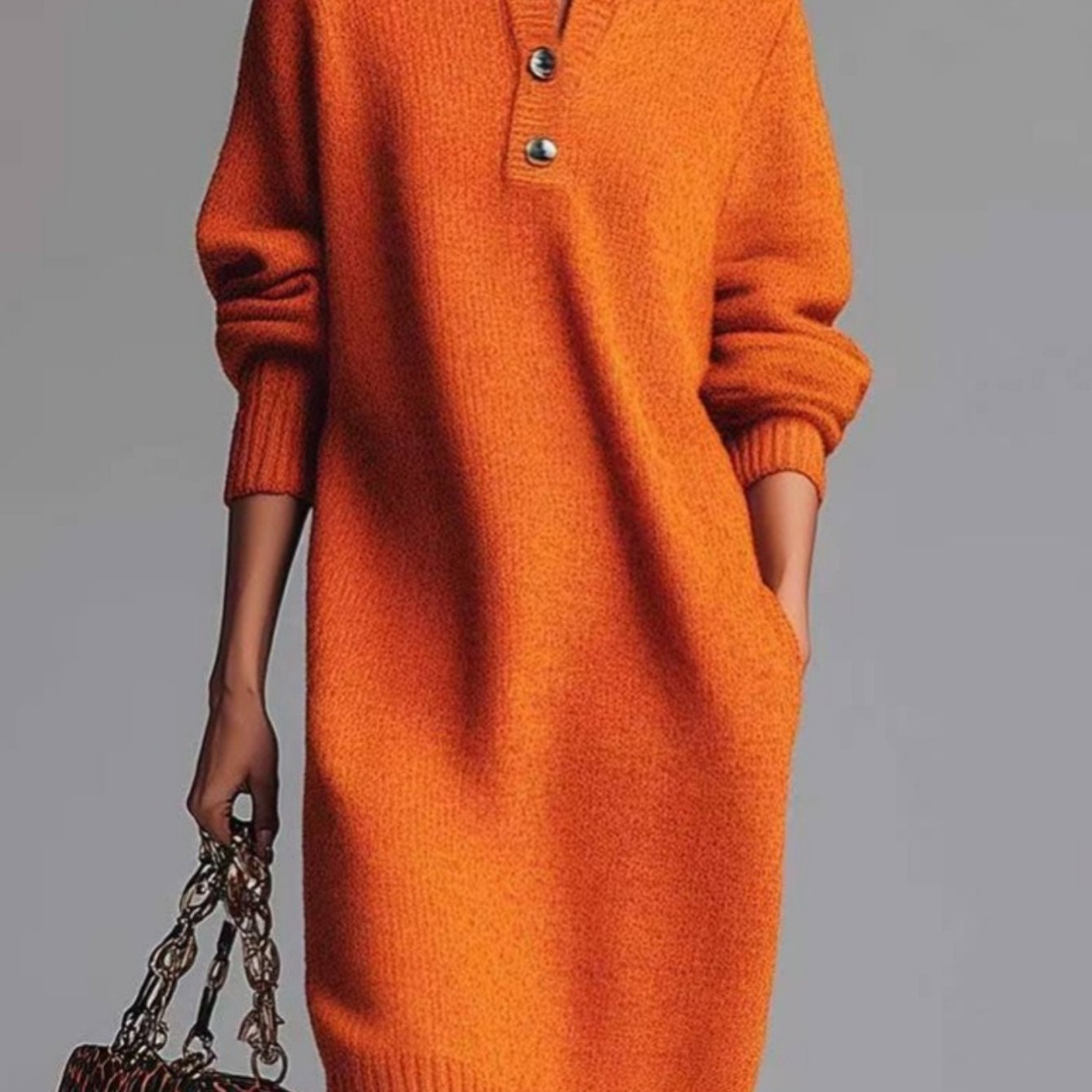 Brielle | Button Lapel Sweater Dress